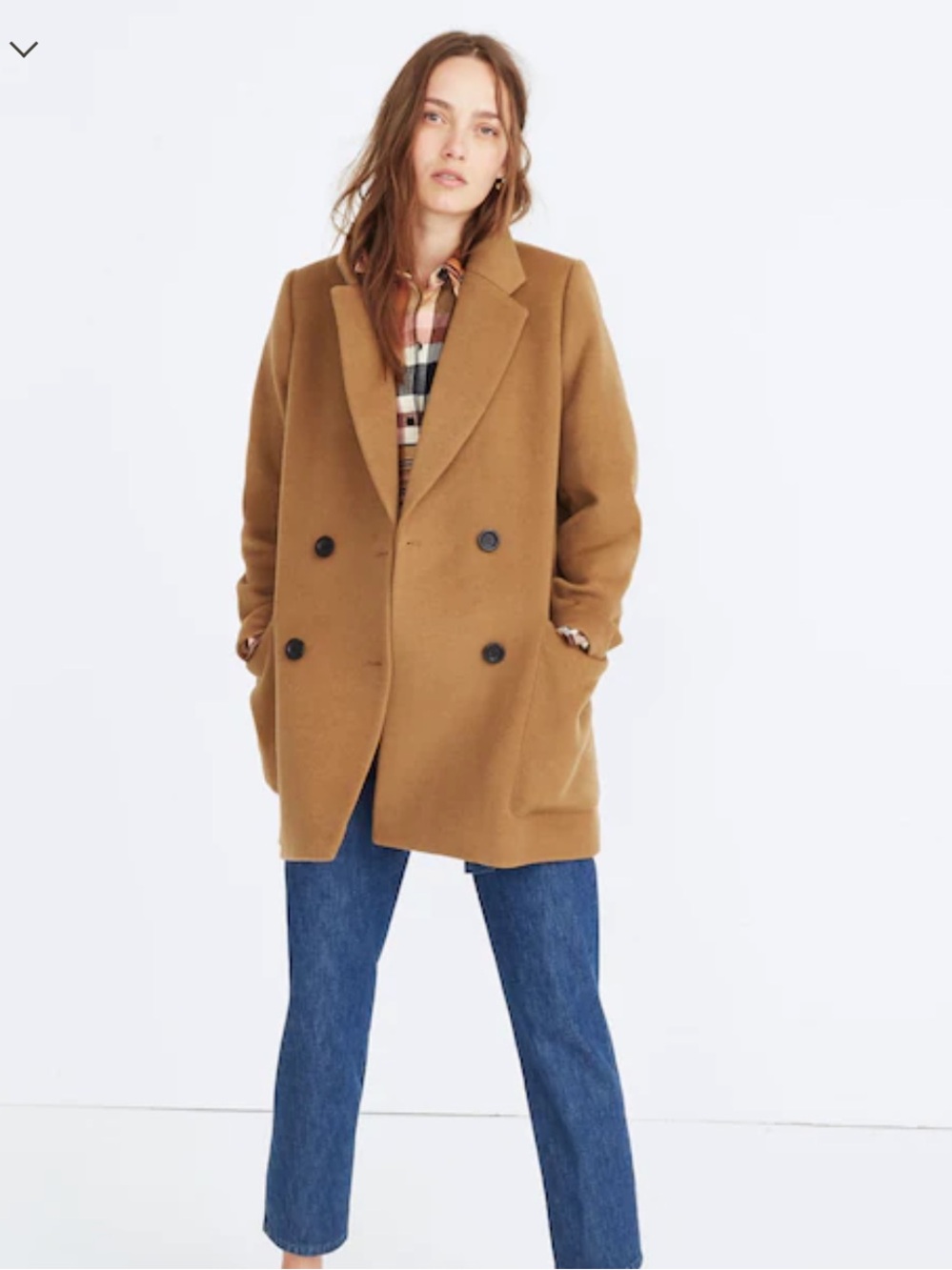 Madewell Double-Breasted Camel Peacoat